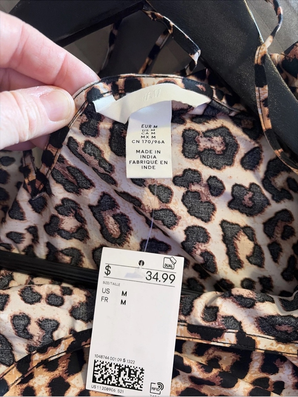 H&M Leopard Print Puff Sleeve Dress - Beige & Brown - Picture 2 of 5